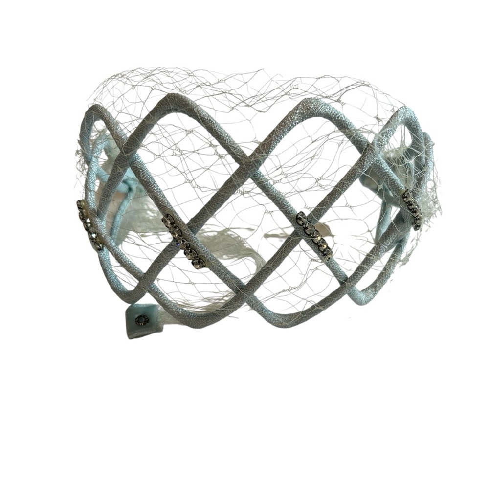 Vintage Blue Criss Cross Accented Headband with Four Accented Rhinestones